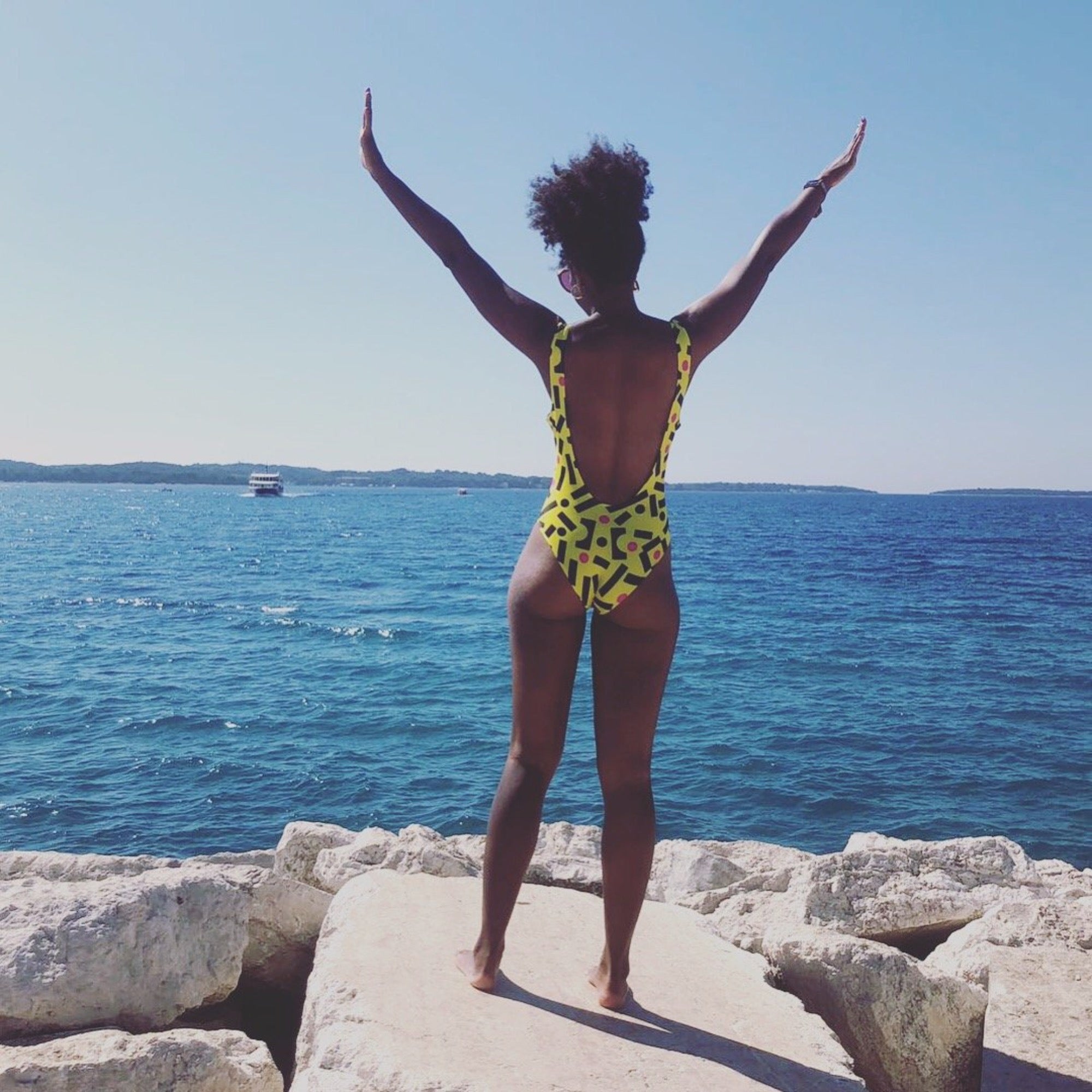 Yellow swimsuit uk sales